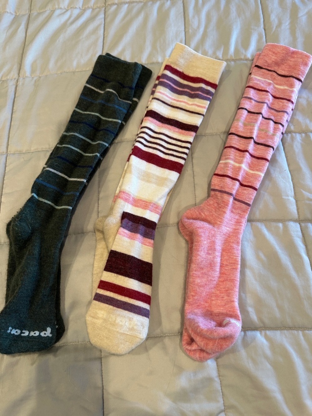 3-Pack Women's Knee-High Striped Compression Socks - Gray, Cream & Pink